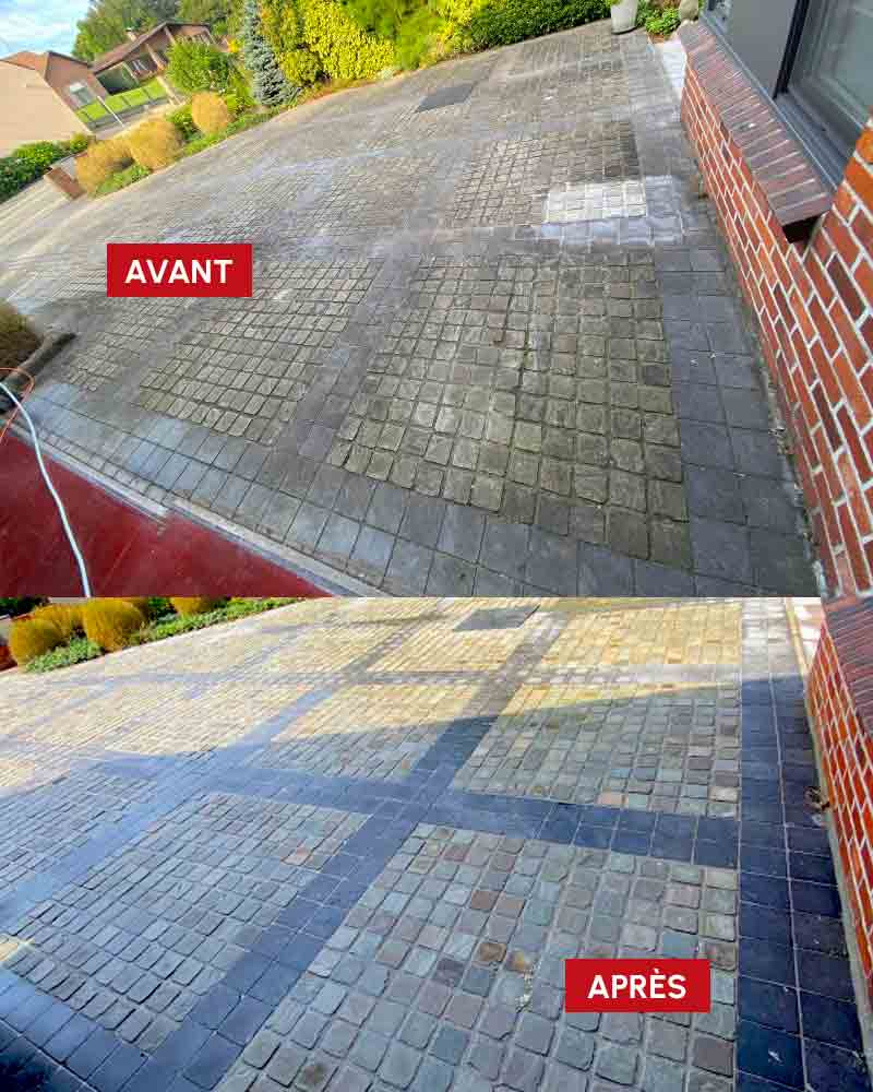 net2 Nettoyage des extérieurs : LE FOURN Rénov en Belgique : Nettoyage et traitement anti-mousse sur allée, klinkers, pierre bleue, pavé, muret, terrasse … Imperméabilisation allée, pavé … intervention en BELGIQUE: région Flamande, Wallonne et Bruxelles….
